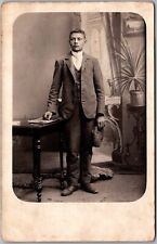 G1 RPPC Postcard Portrait Handsome Young Man Well Dressed 1910s picture