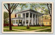 Columbus Mississippi Beautiful Residential Antebellum Home VTG MS Postcard picture