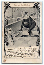 1904 Female in the Bath Greetings from Horn-Bad Meinberg Germany Postcard picture