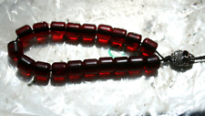 Vintage Rossary Red Faturan Handmade Bakelite Prayer 19 Beads w Scull picture