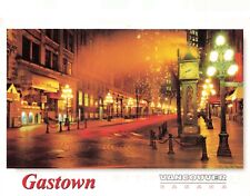 Postcard Canada Vancouver Gastown Water Street Night Lights Historic Steam Clock picture