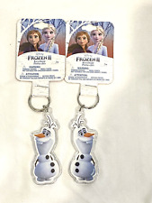 Lot of 2 Disney Frozen 2 Key chains - Olaf Snowman Shaped Key Rings picture