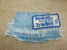 VTG KEEP ON TRUCKIN PATCH ON DENUIM FABRIC 1970s EMBROIDED SEW ON picture