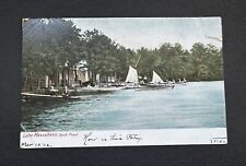 Postcard Lake Massabesic Back Pond Men Fishing Pier Small Boats Camps 1906 R59 picture
