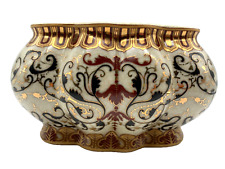 Vintage Amita Decorative Porcelain Ivory Gold Gilt Crackle Glaze Bowl Baroque picture