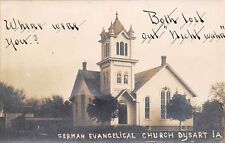 Dysart Iowa~German Evangelical Church~Long Garage~Nicht Wahr: Not True~1908 RPPC picture
