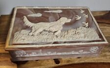 Genuine Incolay Stone Hunting Dog Jewelry Box Handcrafted In U.S.A 11 X 7.5 X 3 picture