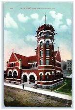 c1910's US Post Office Building Tower Dirt Road Stairs Roanoke Virginia Postcard picture