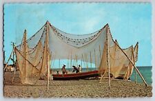 Postcard Drying Native Fishing Nets in the Sunny Caribbean      D-3 picture
