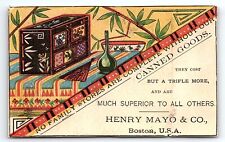 c1880 HENRY MAYO & CO BOSTON SUPERIOR CANNED GOODS VICTORIAN TRADE CARD Z1209 picture