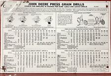 Vintage JOHN DEERE PRESS GRAIN DRILL CHARTS Tin Sign ~ M18998 ~ Litho In USA picture