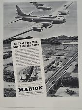 1942 Marion Steam Shovel Company Fortune WW2 Print Ad Q3 U.S. Bomber Airplanes picture