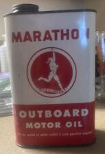 Vintage Marathon outboard motor oil can. One Quart. Full But  picture