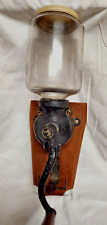 Antique  Wall Mounted Coffee Grinder Mill - Glass Jar Cast Iron picture