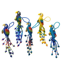 5 PIECE  BEADED PARROT  , HAND MADE IN MEXICO , 5