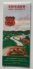 Vintage ca 1949 Phillips 66 Gas Station Road Pocket Map Chicago & Vicinity picture