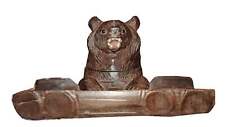 Antique Bear Hand Carved Black Forest Inkwell c.1900 picture