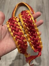 Maroon & Gold Ribbon Double Ribbon Graduation Open Lei (Custom orders available) picture