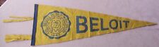 Vintage 1940s Beloit Wisconsin College Banner Pennant Flag 23” Gold  picture