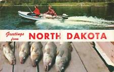 Greetings From North Dakota ND Boat Fish Dock 1994 VTG  P75 picture