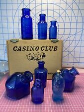 Antique Deep Blue Bottles 8 Including Box picture