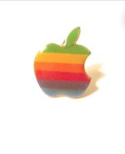Two Vtg 80’s Apple MacIntosh Computer Rainbow Logo Lapel Hat Pins Tie Tack Pride picture