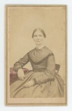 Antique Hand Tinted CDV c1860s Lovely Woman in Dress Williams Plymouth County picture