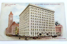Antique Photo-Lithograph Postcard 1909 Court House City Hall Security Bank Minn. picture