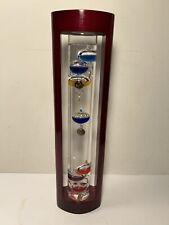 Galileo Thermometer Cherry Finish Wood Frame 14.5” picture