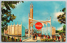 Vintage Postcard NY New York Wold's Fair Coca Cola Pavilion Sign c1964-65 -3208 picture