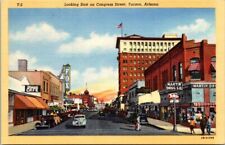 Rare Phoenix Arizona AZ Looking East on Congress Street Vintage Postcard picture