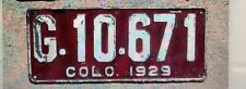 1929  Colorado Guest License Plate picture