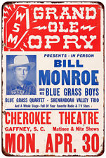Bill Monroe and his Bluegrass Boys Concert poster reproduction METAL SIGN picture