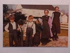 Heart Of Amishland Frolicking Amish Children Posted 1968 Postcard picture