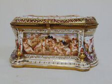 Antique French Porcelain Capodimonte Style Doccia Jewelry Casket Dresser Box  picture