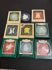 1980-1988 Hallmark Norman Rockwell Cameo Christmas Tree Ornament Set of 9 picture