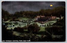 The Terrace Central Night View Moonlight Park New York NY Antique Postcard picture