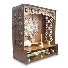 Beautiful Wooden Pooja Stand with LED Spot Light for Temple Home Office picture