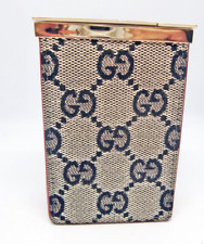 Auth gucci cigarette case gg pattern canvas metal leather red silver retro from picture