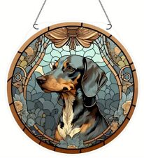Dachshund Sausage Dog Lover SUN Suncatcher Birthday Present Stained Glass Gift picture