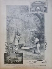 1888 Japan Theatre La Merchant Smile Judith Gautier 4 Newspapers Antique picture