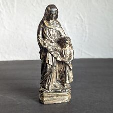 Vintage Casted Metal St Anne De Beaupre & Child Statue Figure 5