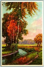 H Winkler Painting River Trees Fields Landscape Artist Signed UNP Postcard J11 picture