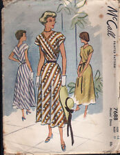 1949 McCALL's PATTERN - Bias-Cut DRESS with Wrap Bodice - BUST 32 picture