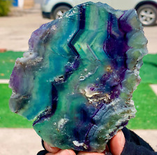 446G Natural beautiful Rainbow Fluorite Crystal Rough slices stone specimens picture