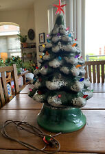 Vintage Handmade Ceramic Christmas Tree 18 In. Flocked Holly Berry Base picture