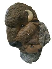 Ceramic Buffalo Head With A Baby Calf 11