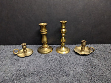 Lot of 4 Mini Ornate Brass Candle Holders picture
