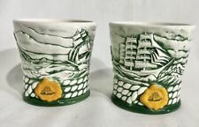 Vintage (2) CUTTY SARK Ceramic Rocks Glasses Whiskey w/ Clipper Ships 1998 picture