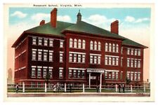 Antique Roosevelt School, Students Walking, Virginia, MN Postcard picture